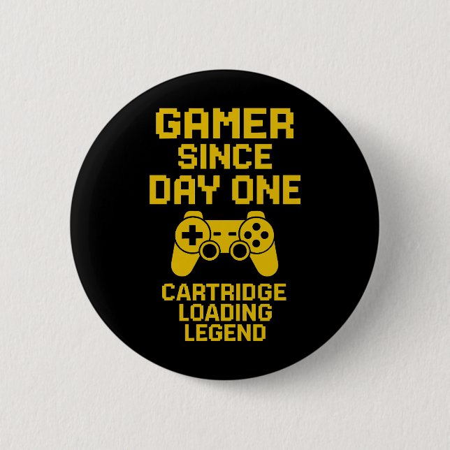Bold Gamer Pappa Design - Gult Controller Art Knapp (Framsida)
