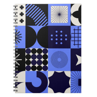 Bold Geometric Bauhaus Retrofuturistic Mönster Anteckningsbok