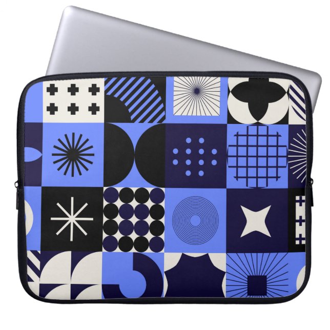 Bold Geometric Bauhaus Retrofuturistic Mönster Laptop Fodral (Framsidan)