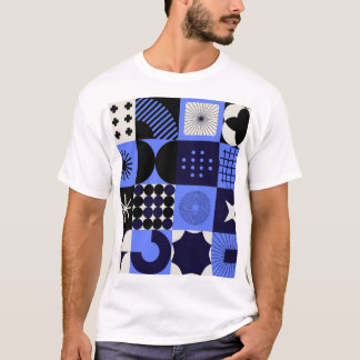 Bold Geometric Bauhaus Retrofuturistic Mönster T Shirt