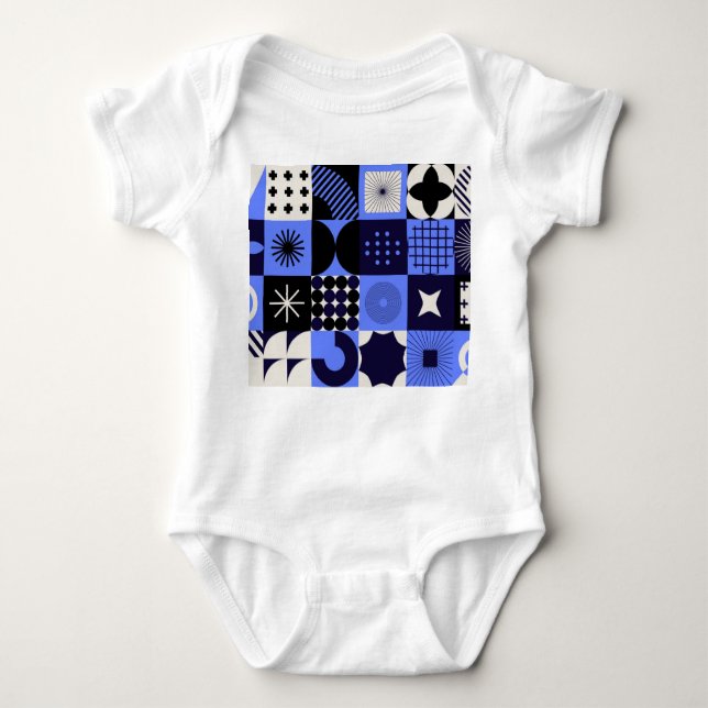 Bold Geometric Bauhaus Retrofuturistic Mönster T Shirt (Framsida)