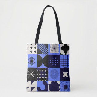 Bold Geometric Bauhaus Retrofuturistic Mönster Tygkasse
