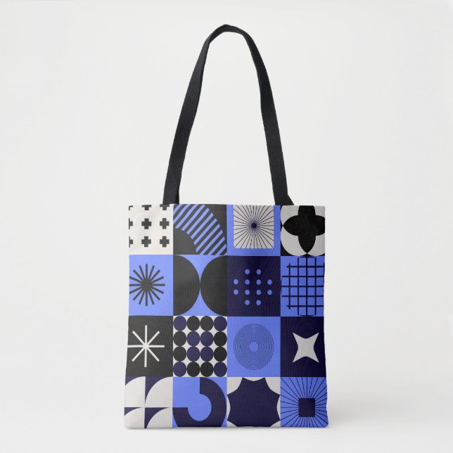 Bold Geometric Bauhaus Retrofuturistic Mönster Tygkasse (Framsida)