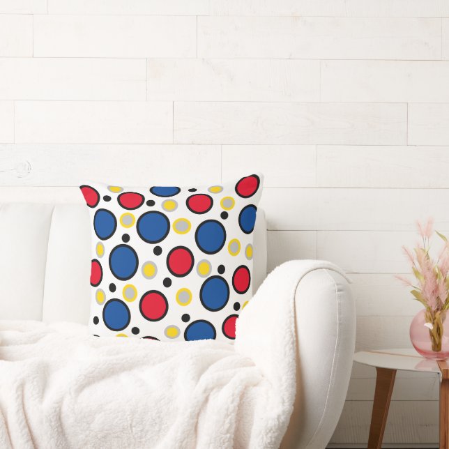 Bold Geometric Circles Red Blue Kudde (Soffa)