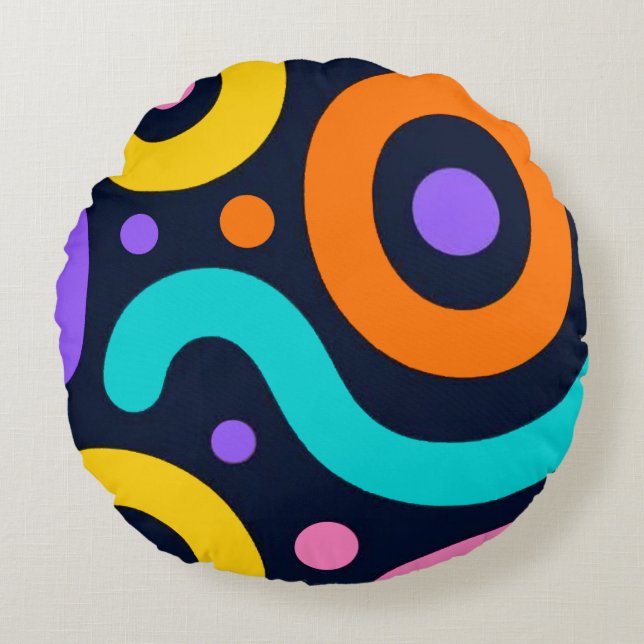Bold Geometric Circles Round Pillow Rund Kudde (Framsidan)