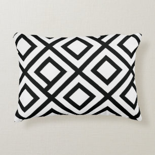 Bold Geometric Diamond Black White Mönster Prydnadskudde