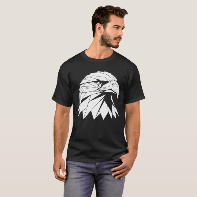 Bold Geometric Eagle Profile Art T Shirt (Hel framsida)