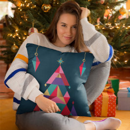 Bold Geometric Julgran Dekorativ kudde