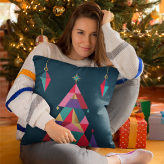 Bold Geometric Julgran Dekorativ kudde