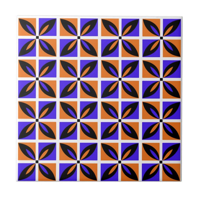 Bold geometrisk blommigt design kakelplatta (Framsidan)