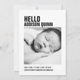 Bold Gingham Play Baby Photo Birth Notice Meddelande
