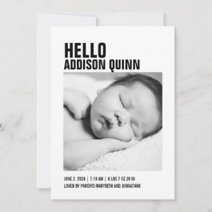 Bold Gingham Play Baby Photo Birth Notice Meddelande