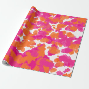 Bold Girly Shock rosa Fuchsia Orange Paint Stänk Presentpapper