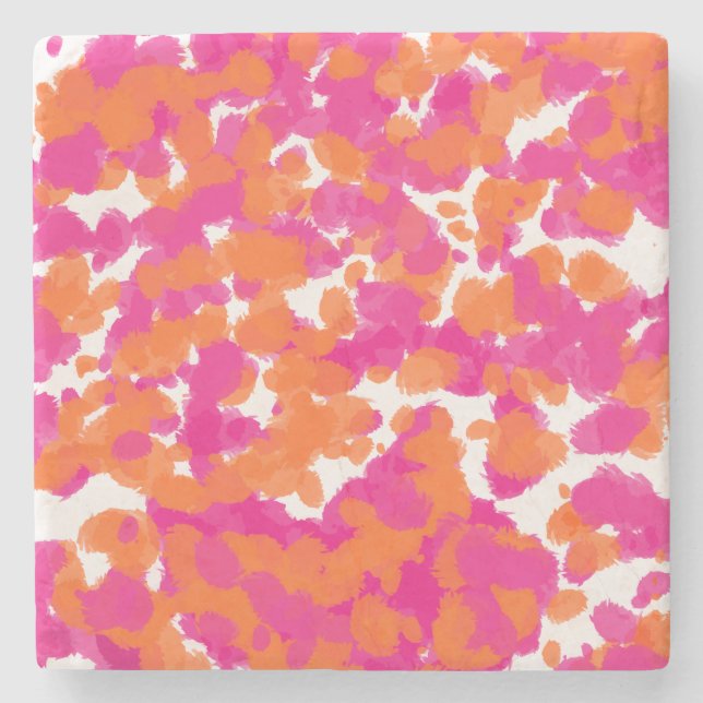 Bold Girly Shock rosa Fuchsia Orange Paint Stänk  Stenunderlägg (Framsidan)