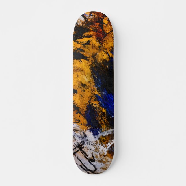 Bold Gold Navy Grunge Abstract Skateboard (Framsida)