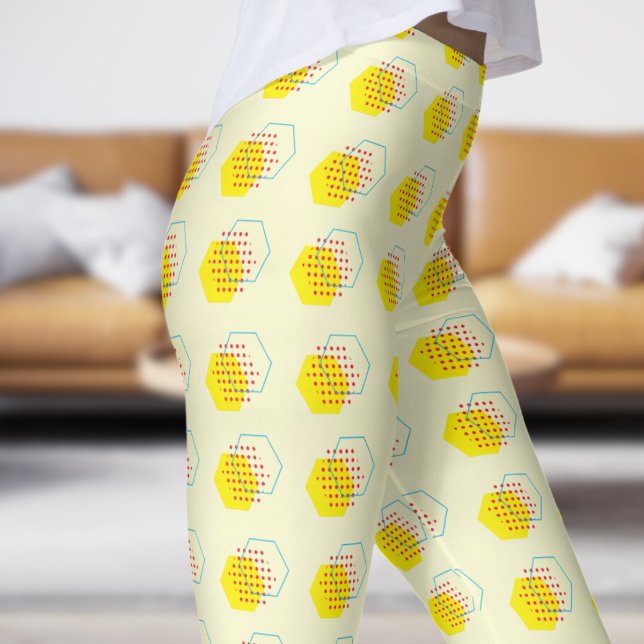 Bold Golden Gult honey Harvest Mönster Leggings (Honey Harvest on Light GoldenRod Yellow)