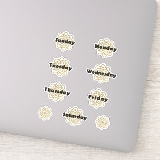 Bold Golden Mandalas Days of the Week Bold Font Klistermärken