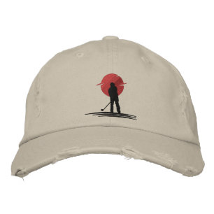 Bold Golf Silhouette med röd cirkel Broderad Keps