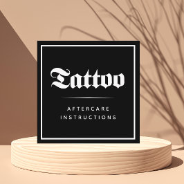 Bold gotiic Stil Tattoo Aftercare Instructions Fyrkantigt Visitkort