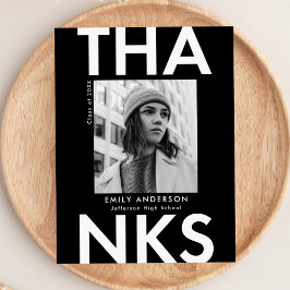 Bold Grad Black Photo Studenten Tack Vykort