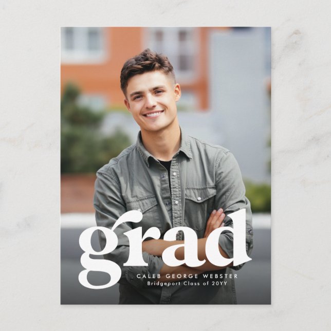 Bold grad-fotot på lodrät studenten inbjudan (Framsida)