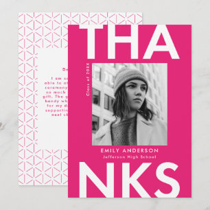 Bold Grad Shock rosa Photo Studenten Tack Kort