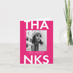 Bold Grad Shock rosa Photo Studenten Tack Kort