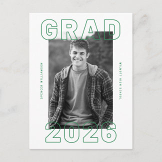Bold Graduation Photo Card | Announcement Postcard Vykort
