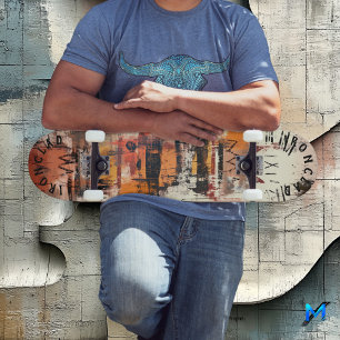 Bold Graffiti-Inspired med Abstrakt Layered Art Mini Skateboard Bräda 18,5 Cm