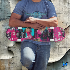 Bold Graffiti-Inspired with Neon Rosa Abstrakt Art Mini Skateboard Bräda 18,5 Cm