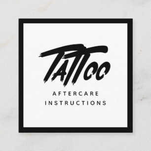 Bold Graffiti Stil Tattoo Aftercare Instructions Fyrkantigt Visitkort