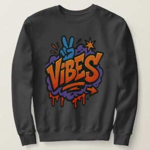 Bold Graffiti ’Vibes’ Street Art Lång Ärmad Tröja