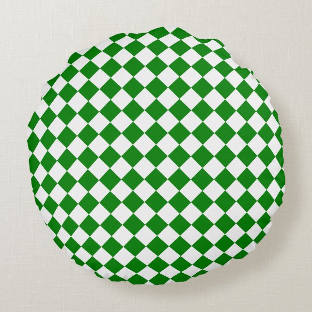 Bold Green and White Chevron Pattern 16" Rund Kudde (Baksidan)