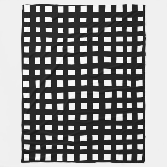 Bold Grid 091216 - Svart på Vitt Fleecefilt (Framsidan)