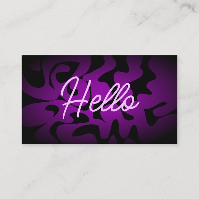 Bold Groovy Black Lila Lilac Hej Neon Glow Visitkort (Framsida)