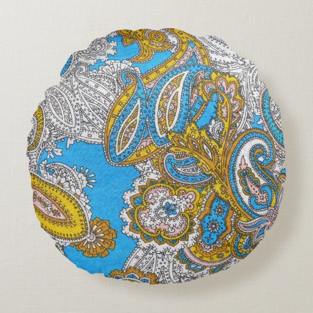 Bold Grungy Islamic Psychedelic Ornament Rund Kudde (Framsidan)