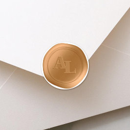 Bold Guld Seal Monogram Wedding Stickers Runt Klistermärke