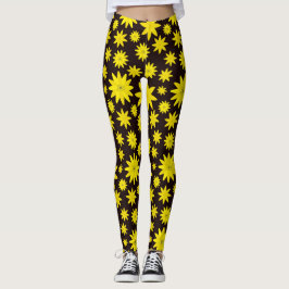 Bold gult blommigt sprängning leggings