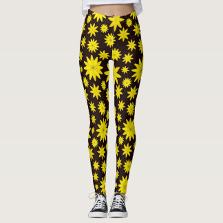 Bold gult blommigt sprängning leggings