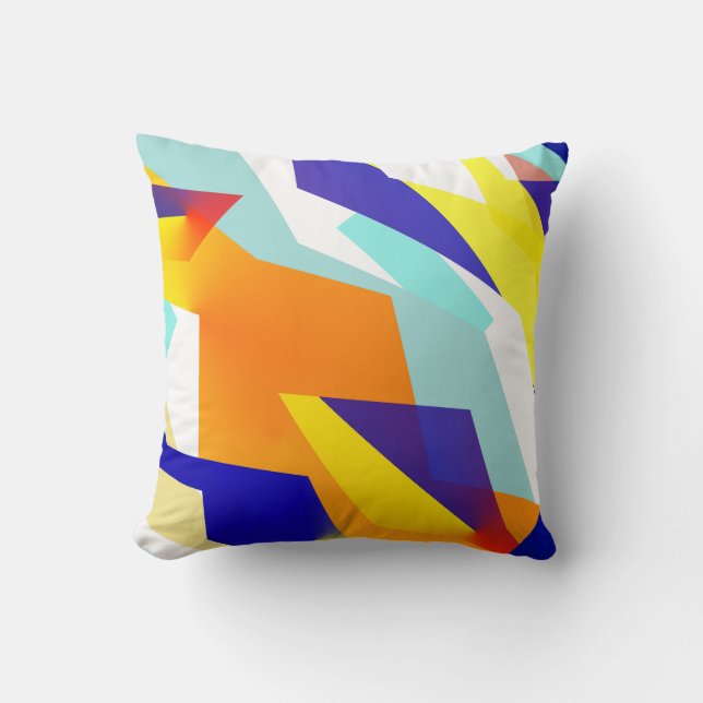 Bold Gult Blue Red Abstrakt Art Kudde (Framsida)