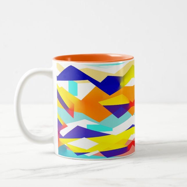Bold Gult Blue Red Abstrakt Art Lycklig Vibes Två-Tonad Mugg (Vänster)