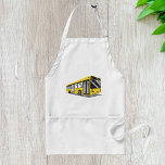 Bold Gult City Buss Public Transport Förkläde<br><div class="desc">Koka i stil med denna unika gult buss apron. Med en modig och modern illustration i buss är denna platta perfekt för chaufförer i buss, transitentusiaster och alla som har kärlek stadsinstruerade planer. Den är gjord av en tålig väv med justerbar passning och ger underbar täckning för matlagning, bakning, grillning...</div>
