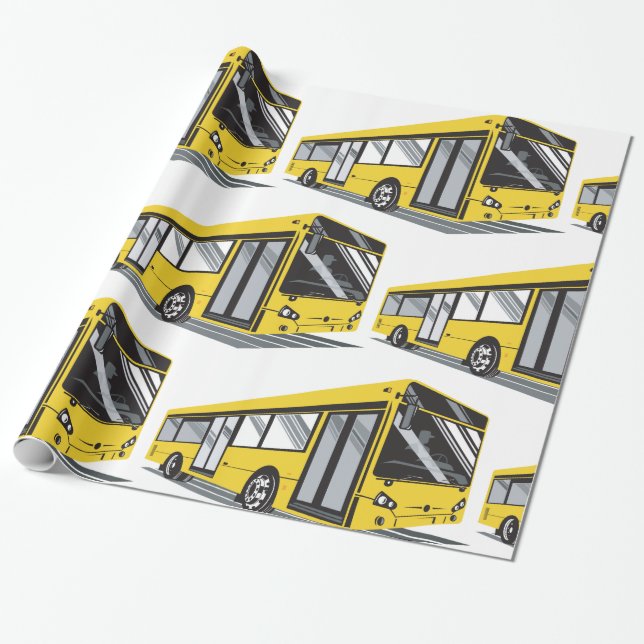 Bold Gult City Buss Public Transport Presentpapper (Utrullad)