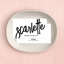 Bold handskriven penselskript med coola vit visitkort