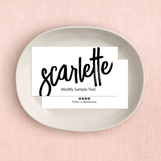 Bold handskriven penselskript med coola vit visitkort (Skapare uppladdad)