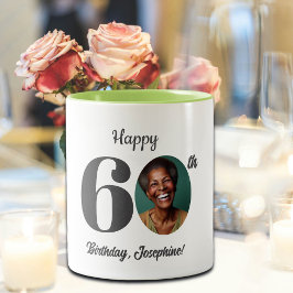 Bold Happy 60th Birthday Photo Två-Tonad Mugg