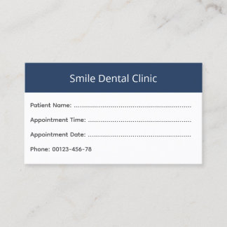 Bold Header Dental Appointment Card Tidsbeställning Kort