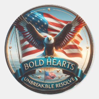 "Bold Hearts Patriotic Stickers" - USA Strong Spir Runt Klistermärke
