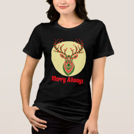 Bold Holiday Deer Art Print T Shirt