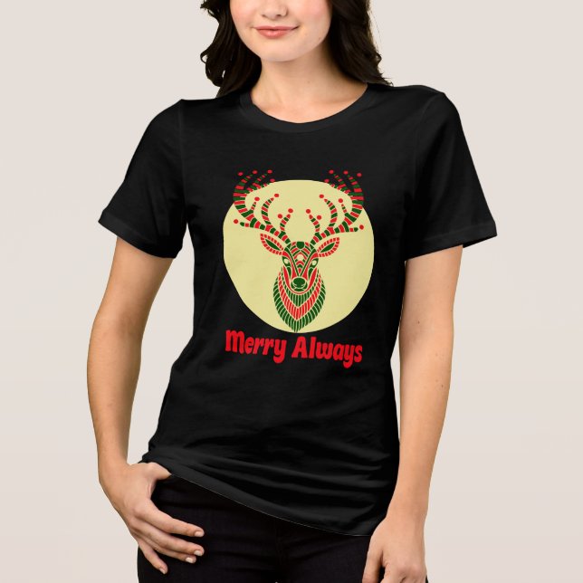 Bold Holiday Deer Art Print T Shirt (Framsida)